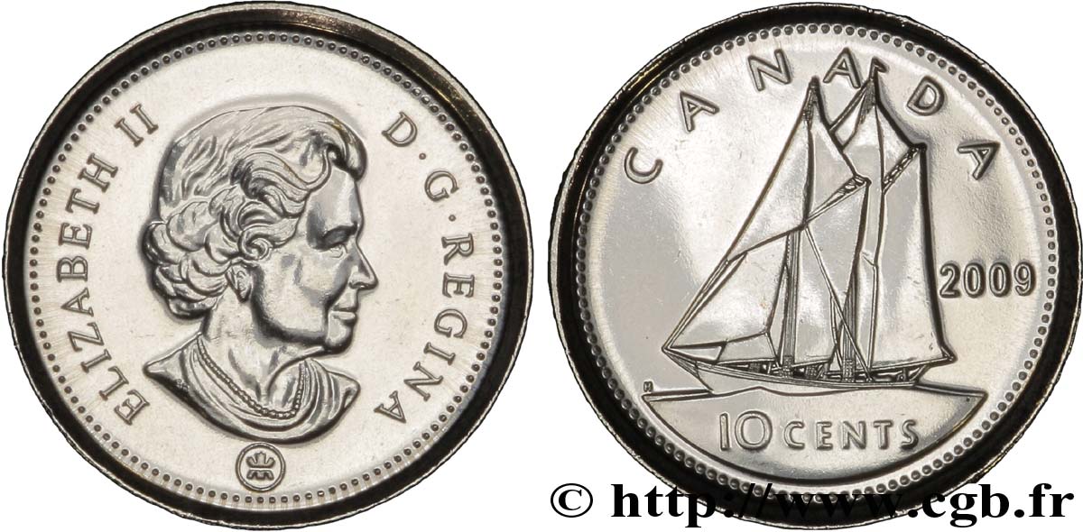 CANADA 10 Cents Elisabeth II / la goelette Bluenose 2009  MS 