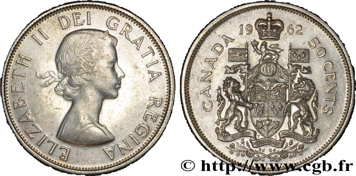 CANADA 50 Cents Elisabeth II / armes du 1962  SUP 