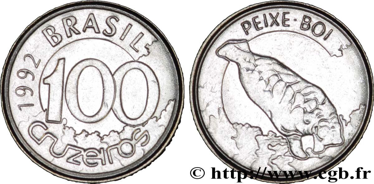 BRASILE 100 Cruzeiros lamentin 1992  MS 