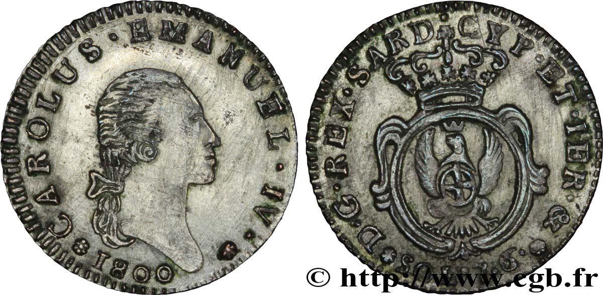 ITALIE - ROYAUME DE SARDAIGNE 7 Soldi et 6 Denari Royaume de Sardaigne Charles-Emmanuel IV 1799 Turin TB+ 