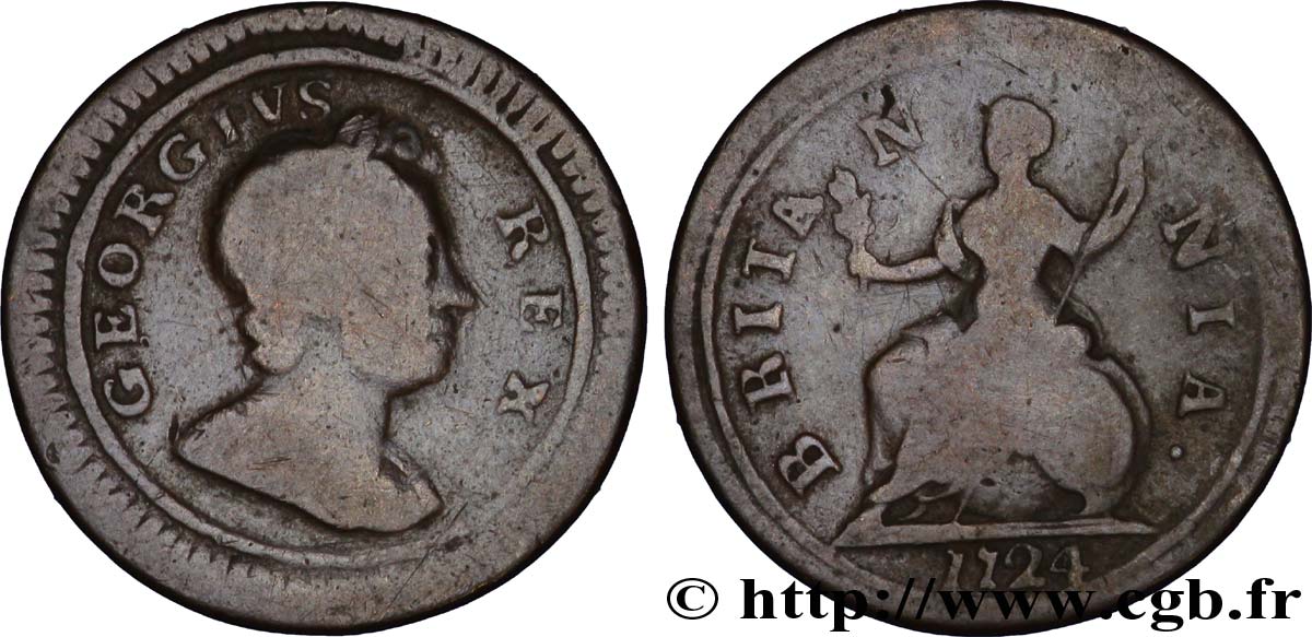 ROYAUME-UNI 1 Farthing Georges II / Britannia 1724  B+ 
