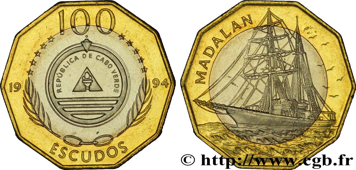 CAPE VERDE 100 Escudos emblème / voilier Madalan 1994  AU 