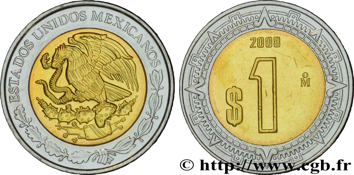 MEXICO 1 Peso aigle 2008 Mexico MS 