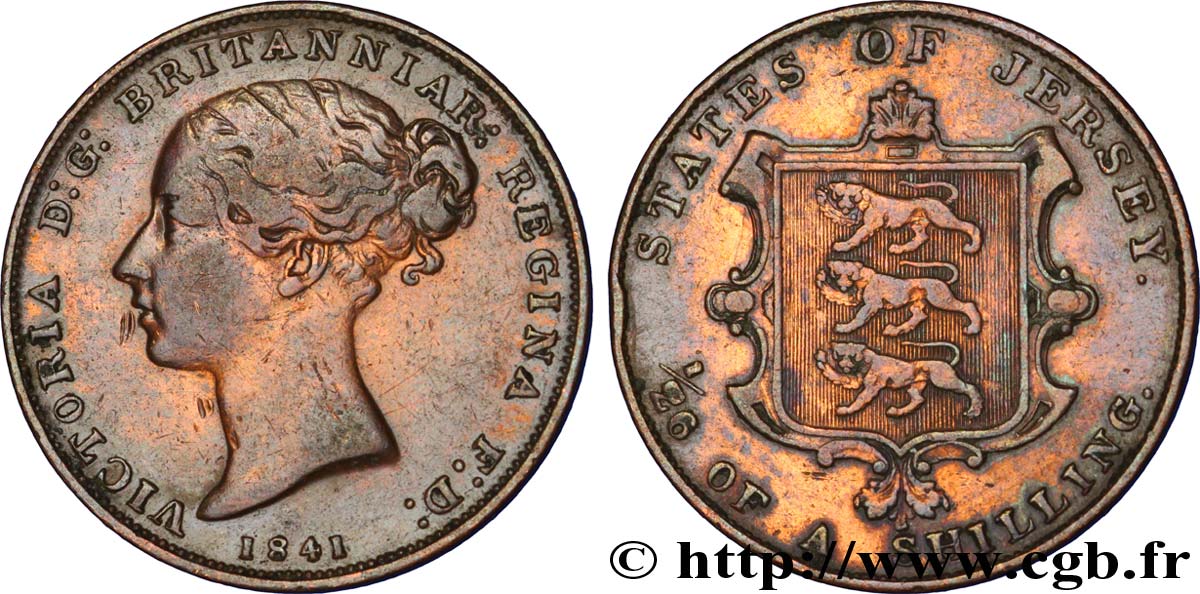 JERSEY 1/26 Shilling Reine Victoria / armes du Baillage de Jersey 1841  TB 