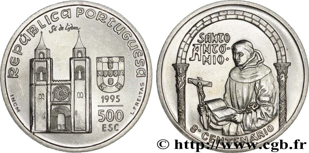 PORTUGAL 500 Escudos 800e anniversaire de la naissance de St Antoine 1995  SPL 