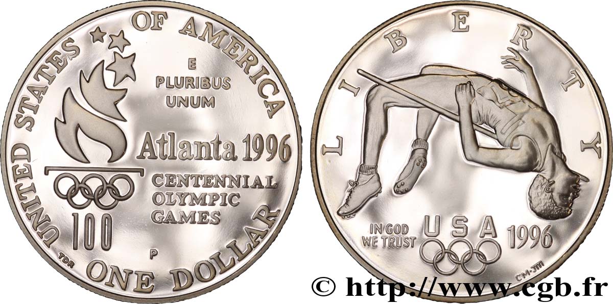 ÉTATS-UNIS D AMÉRIQUE 1 Dollar BE (proof) J.O. d’Atlanta, tennis 1995 Philadelphie - P FDC 