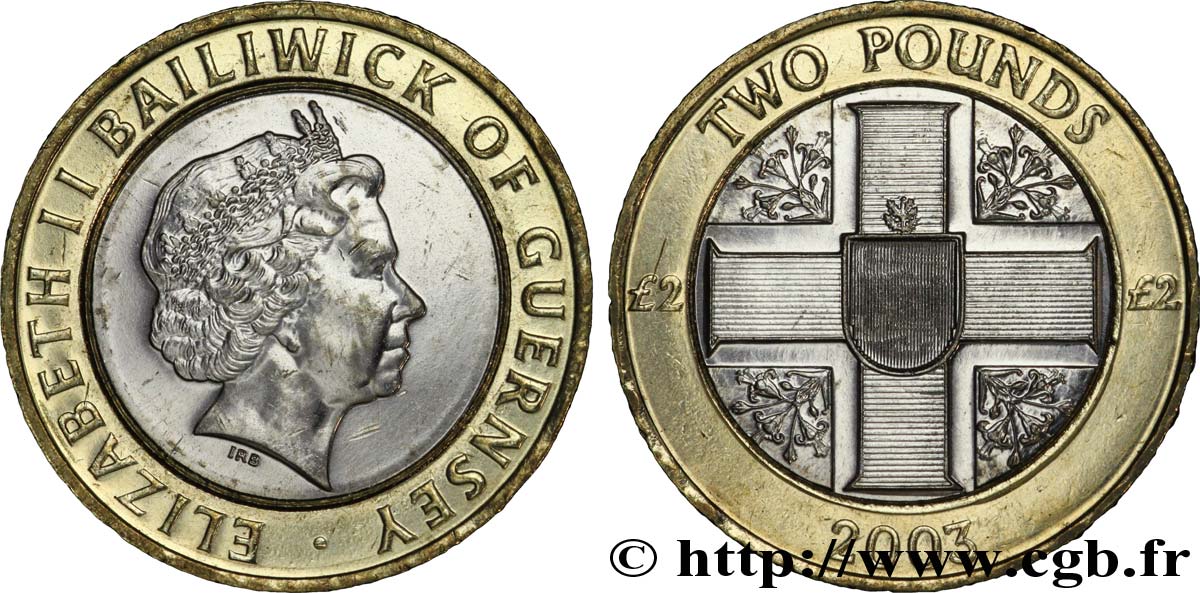 GUERNSEY 2 Pounds (2 Livres) Elisabeth II tranche A 2003  EBC 
