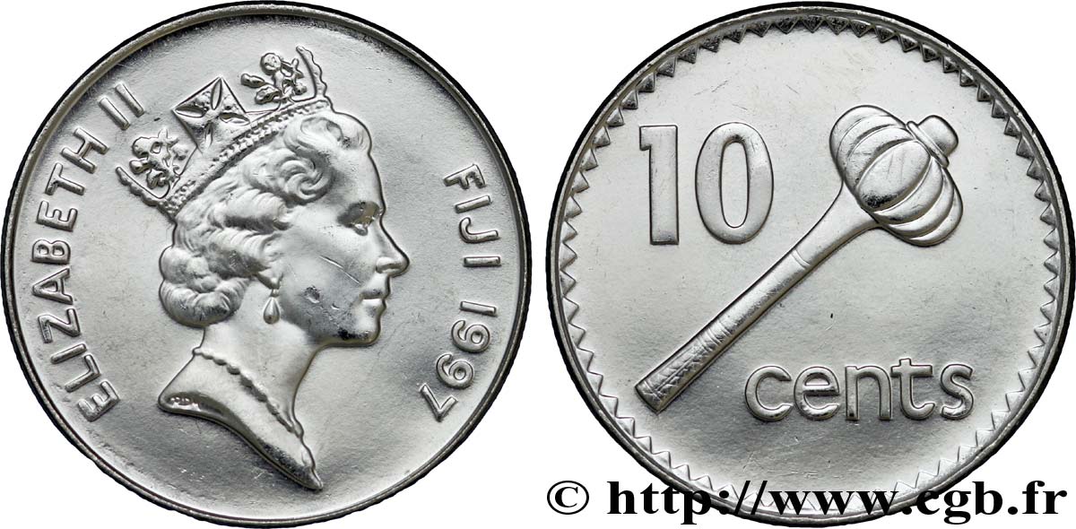 FIDSCHIINSELN 10 Cents Elisabeth II / massue 1997 Royal Mint, Llantrisant fST 