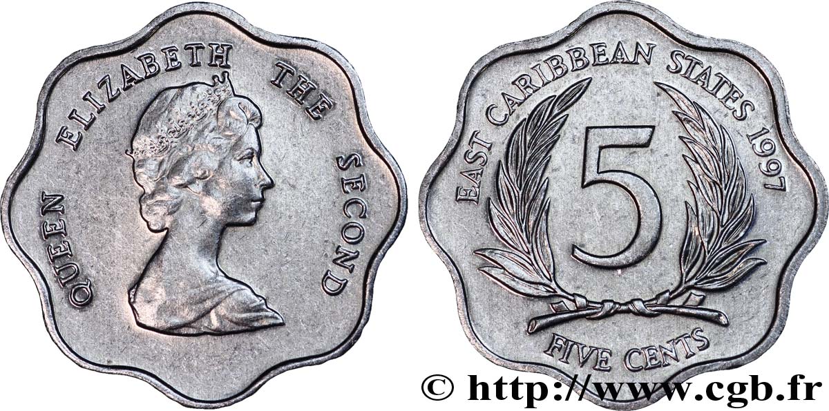 ÉTATS DE LA CARAÏBE ORIENTALE 5 Cents Elisabeth II 1997  SPL 