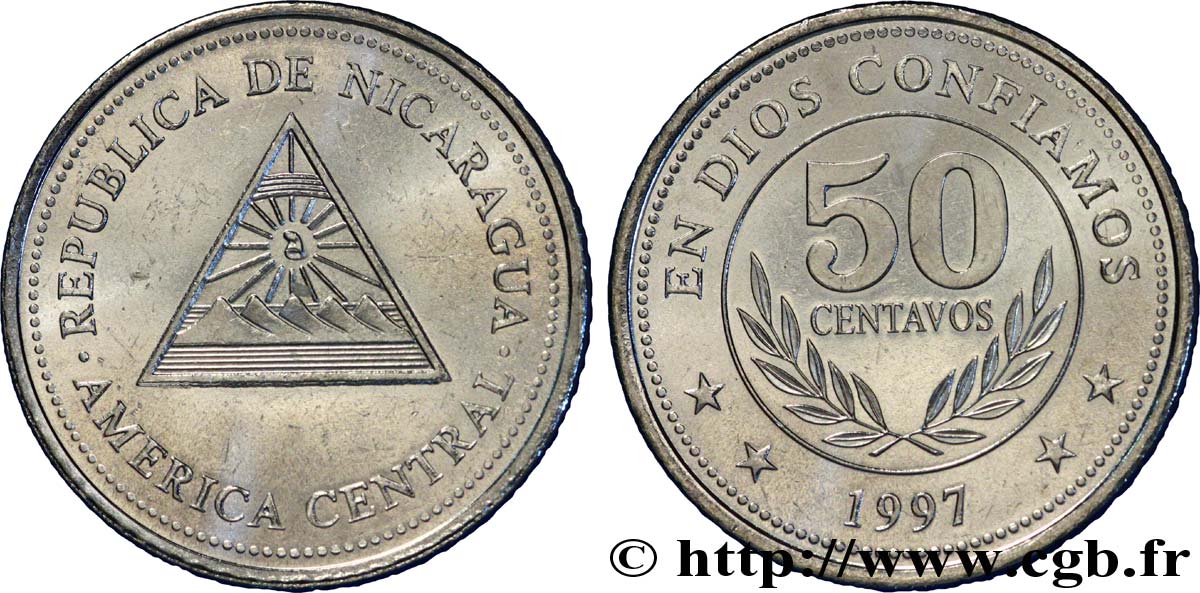 NICARAGUA 50 Centavos emblème 1997  SPL 