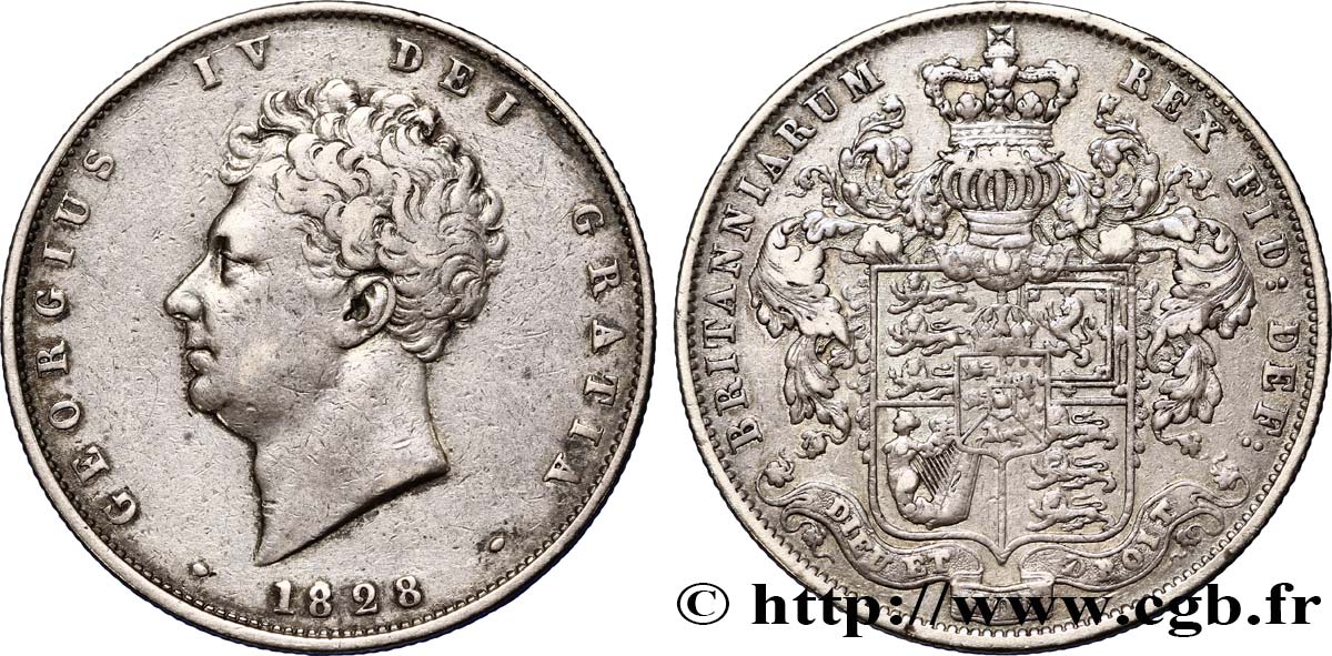 UNITED KINGDOM 1/2 Crown Georges IV / emblème 1828  XF 