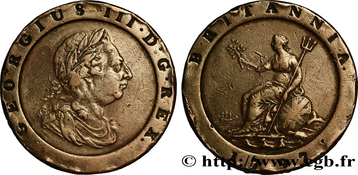 ROYAUME-UNI 2 Pence Georges III / Britannia 1797 Soho TB 