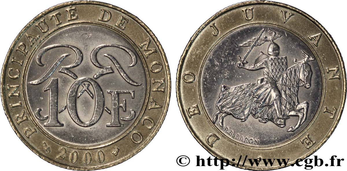 MONACO 10 Francs Rainier III 2000 Paris TTB+ 