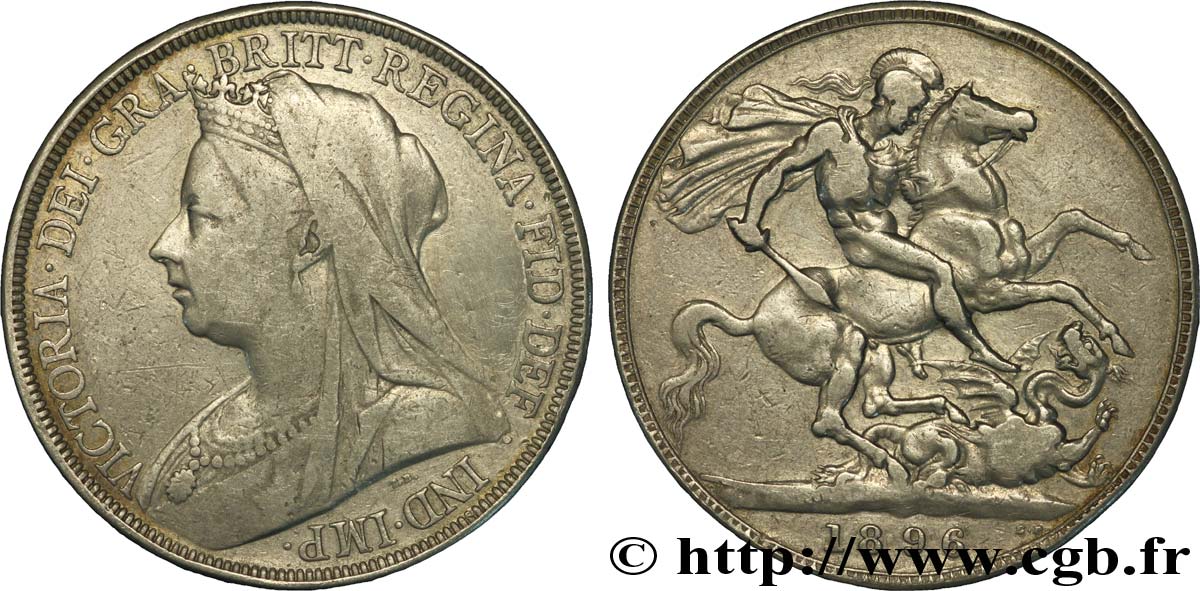 ROYAUME-UNI 1 Crown Victoria “old Head” / St Georges terrassant le dragon, an LX 1896  TB+ 