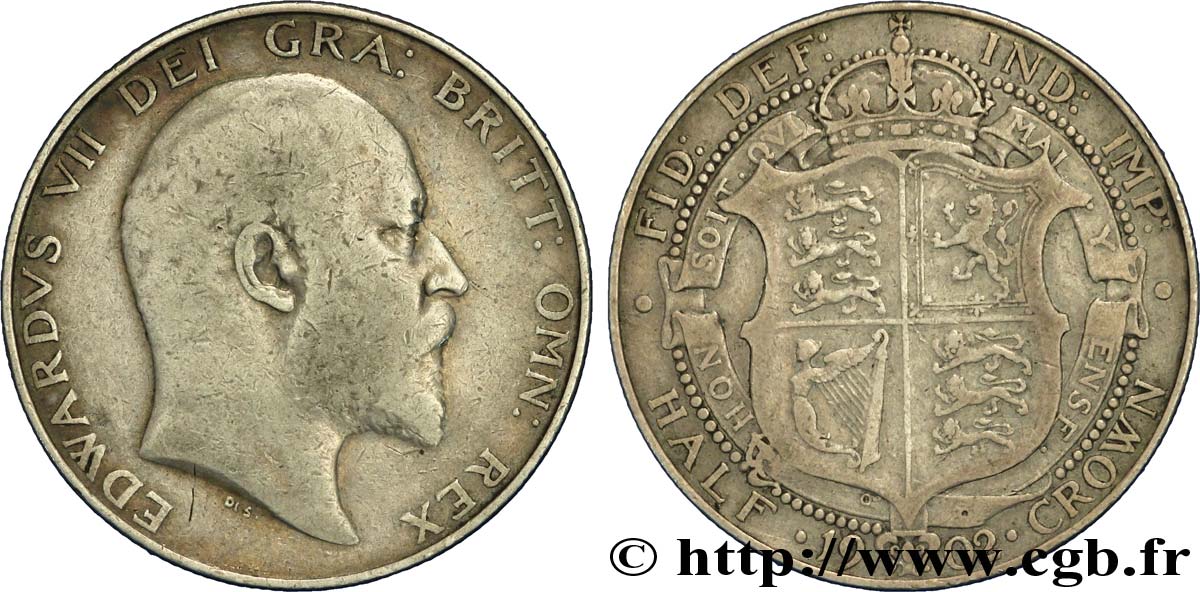 ROYAUME-UNI 1/2 Crown Edouard VII 1902  TB 