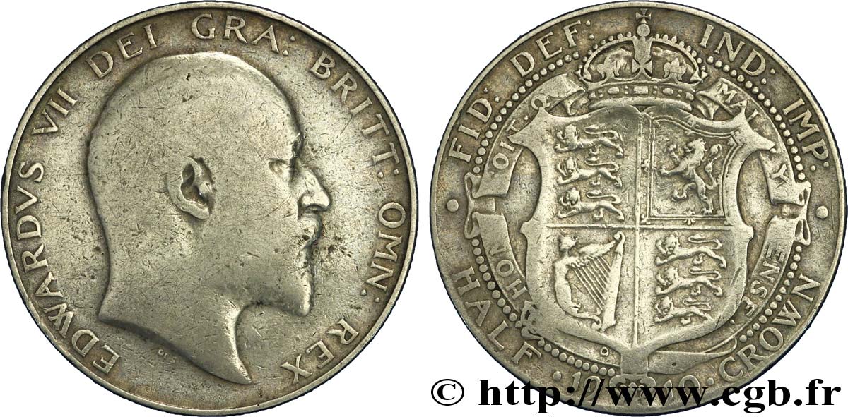 ROYAUME-UNI 1/2 Crown Edouard VII 1910  TB 