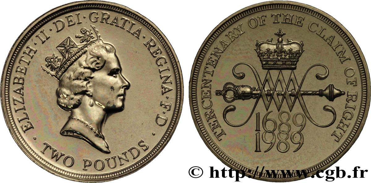 ROYAUME-UNI 2 Livres Proof 300e anniversaire de la Banque d’Angleterre : Elizabeth II / colombe 1994  FDC 