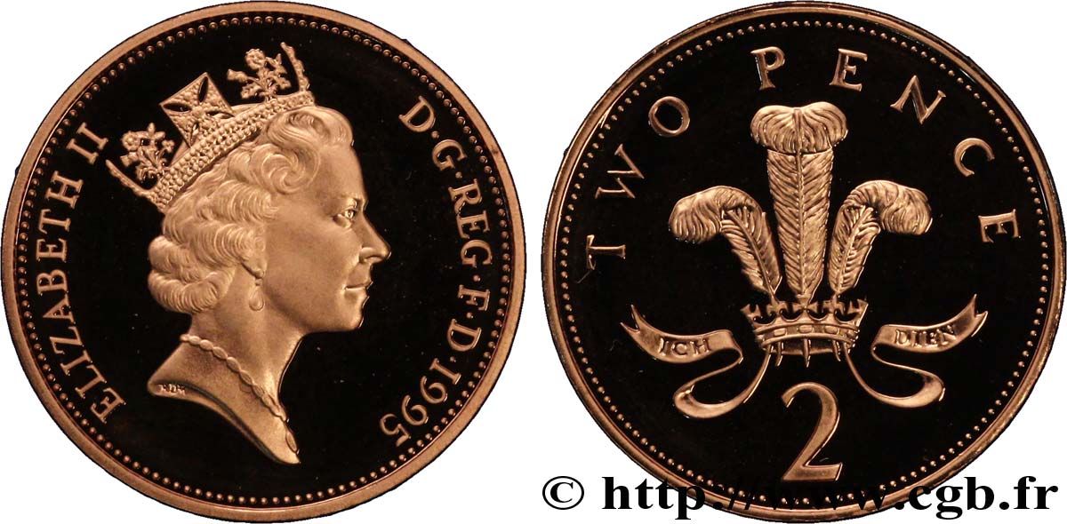 ROYAUME-UNI 2 Pence Proof Elisabeth II / insigne des Princes de Galles 1995  FDC 