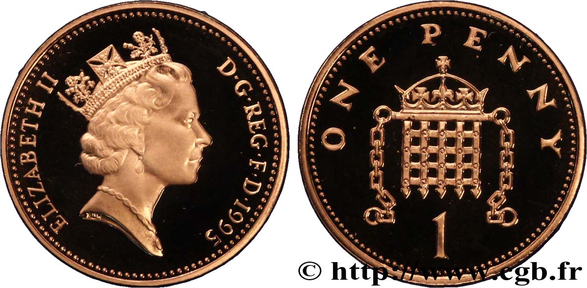 ROYAUME-UNI 1 Penny Proof Elisabeth II / herse couronnée 1995  FDC 