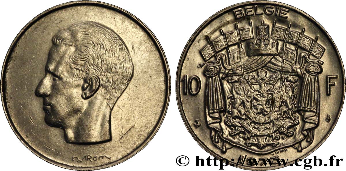 BELGIUM 10 Francs roi Baudouin légende flamande 1973 Bruxelles AU 