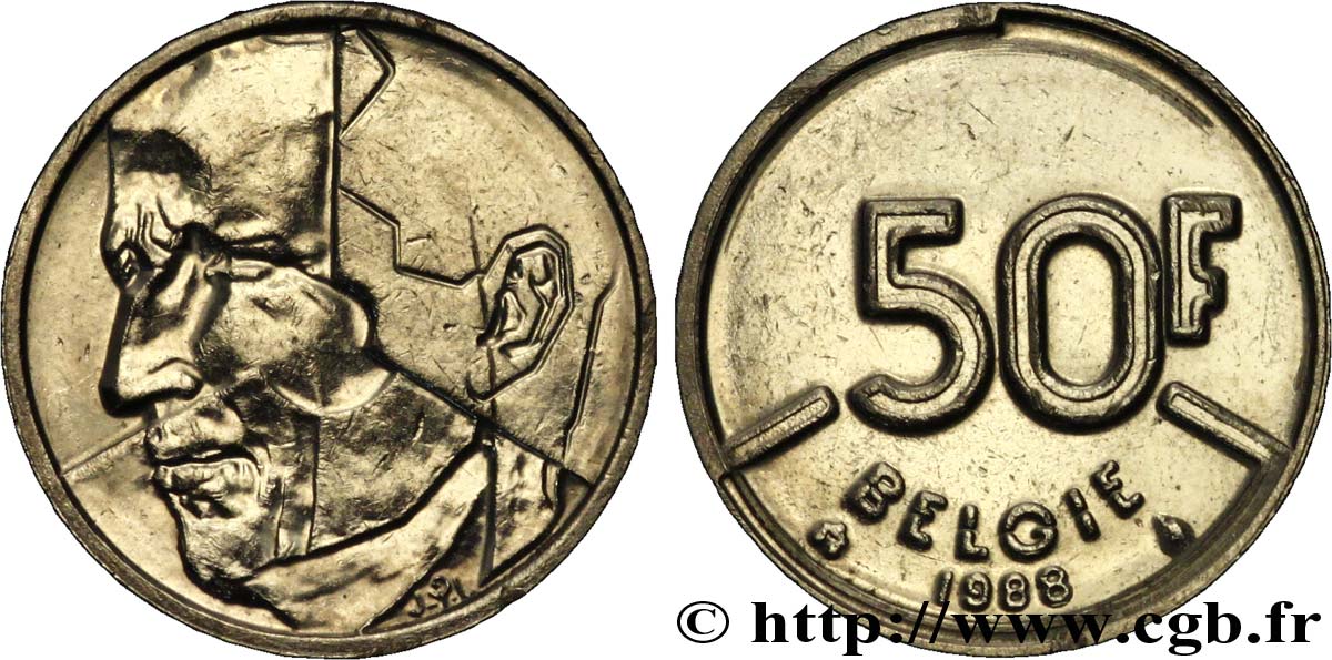 BELGIQUE 50 Francs Baudouin légende flamande 1988  SUP 