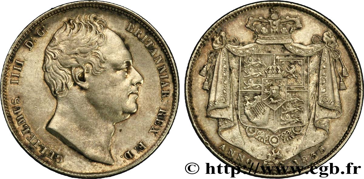ROYAUME-UNI 1/2 Crown Guillaume IV 1835  TTB 