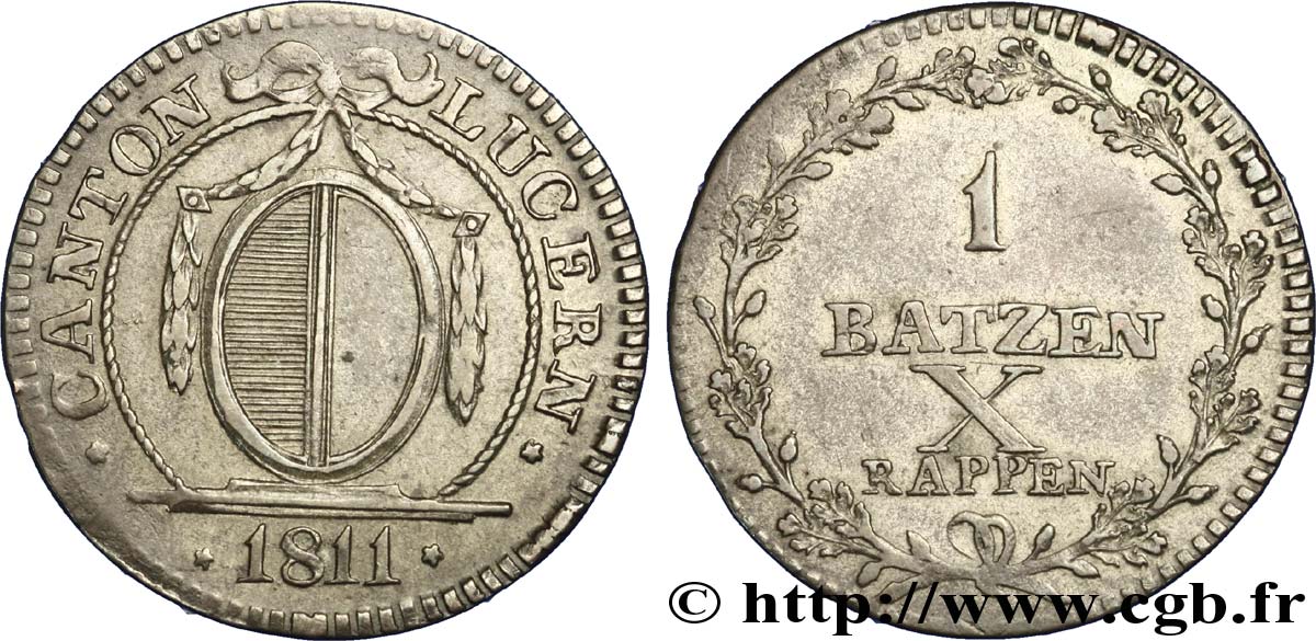 SUISSE - CANTON DE LUCERNE 1 Batzen - Canton de Lucerne 1811 TTB+