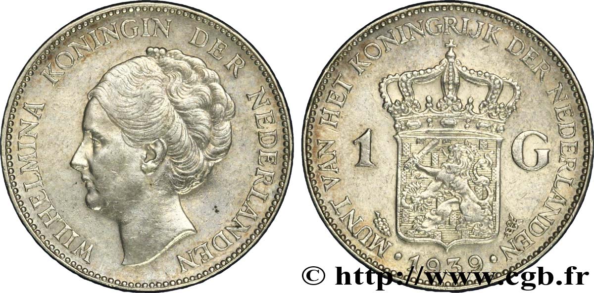 PAYS-BAS 1 Gulden Wilhelmina 1939  TTB+ 