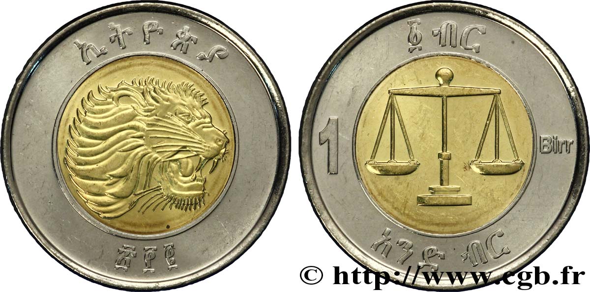 ETIOPIA 1 Birr lion / balance EE2002 2010  MS 