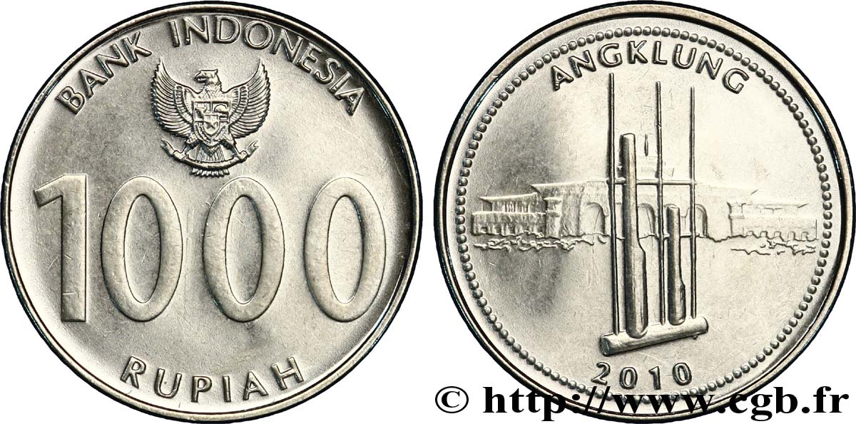 INDONESIA 1000 Rupiah emblème / angklung indonésien 2010  MS 