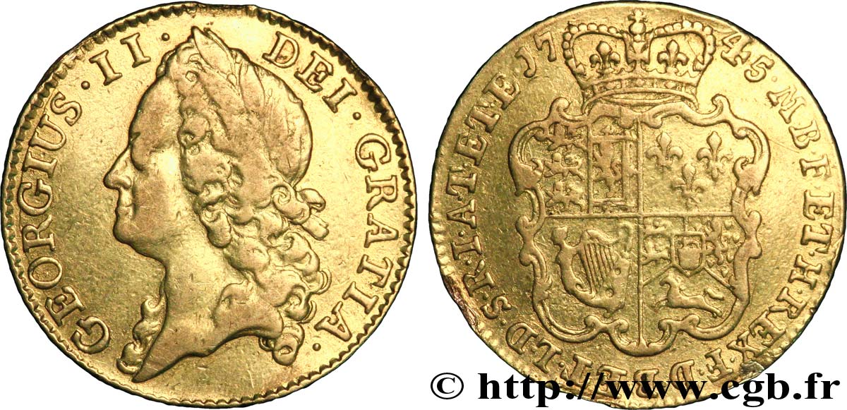 ROYAUME-UNI 1 Guinée (Guinea) Georges II 1745 Londres TB 
