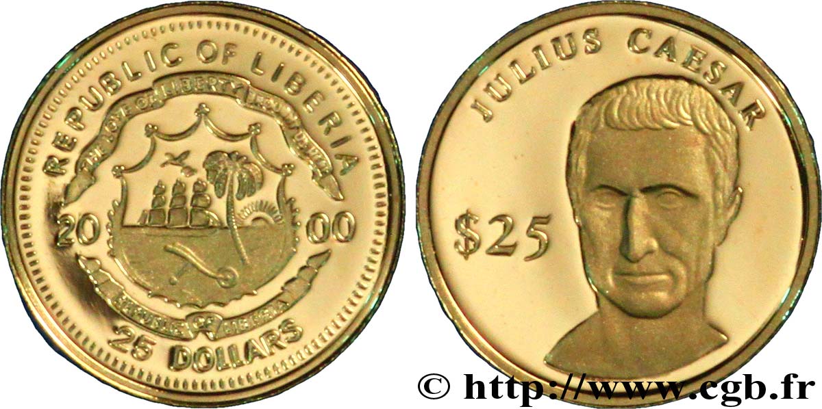 LIBERIA 25 Dollars BE armes / Jules César 2000  FDC 