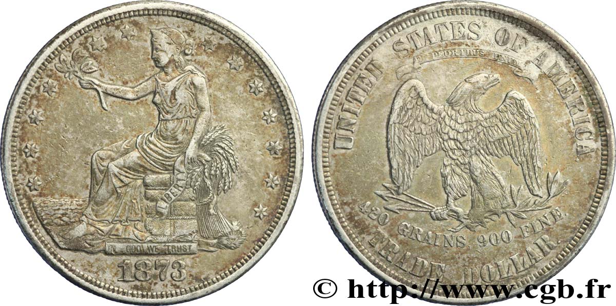 ÉTATS-UNIS D AMÉRIQUE 1 Dollar type “trade Dollar” aigle et liberté assise 1873 Carson City - CC TTB 