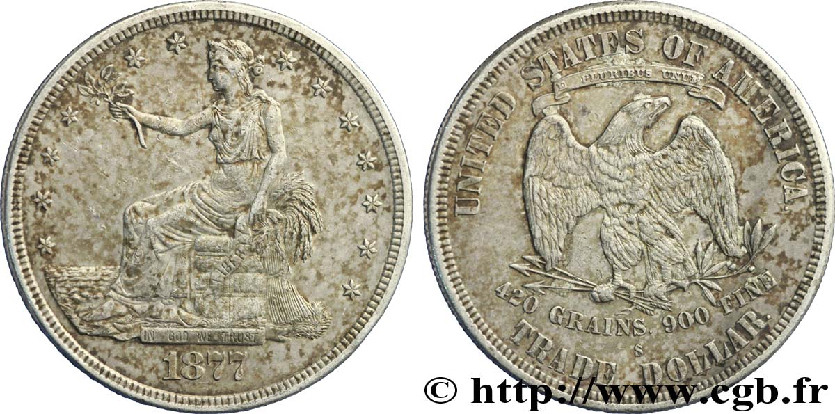 ÉTATS-UNIS D AMÉRIQUE 1 Dollar type “trade Dollar” aigle et liberté assise 1875 San Francisco - S TTB 
