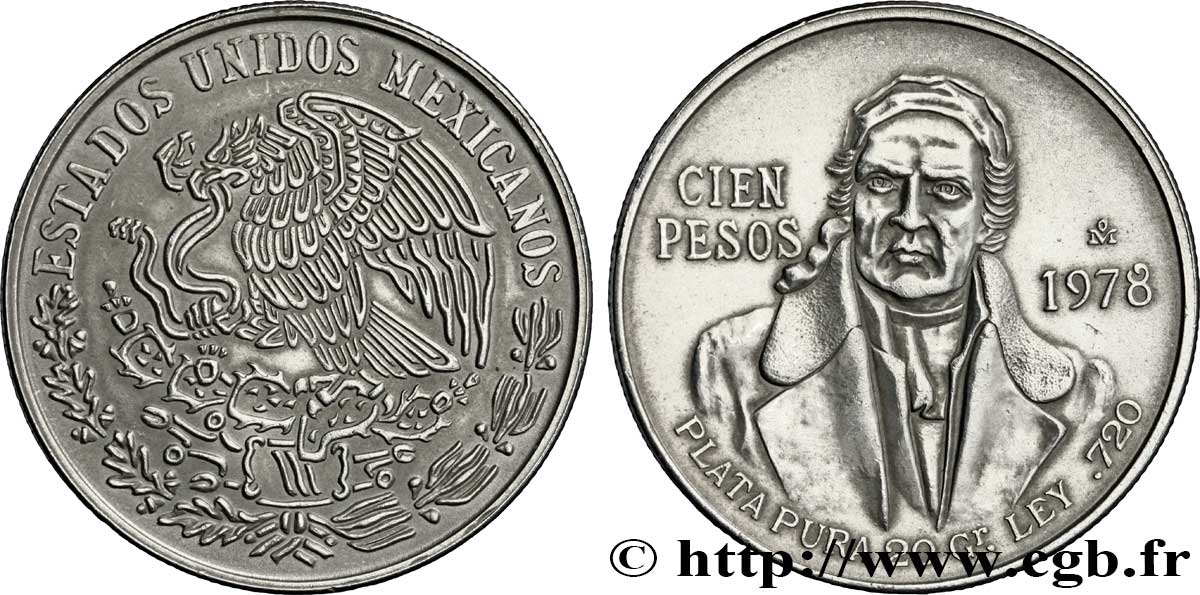 MEXIKO 100 Pesos Jose Morelos y Pavon / aigle 1981 Mexico VZ 