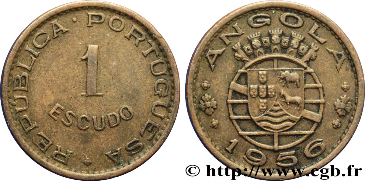 ANGOLA 1 Escudo monnayage colonial Portugais 1956  TTB 