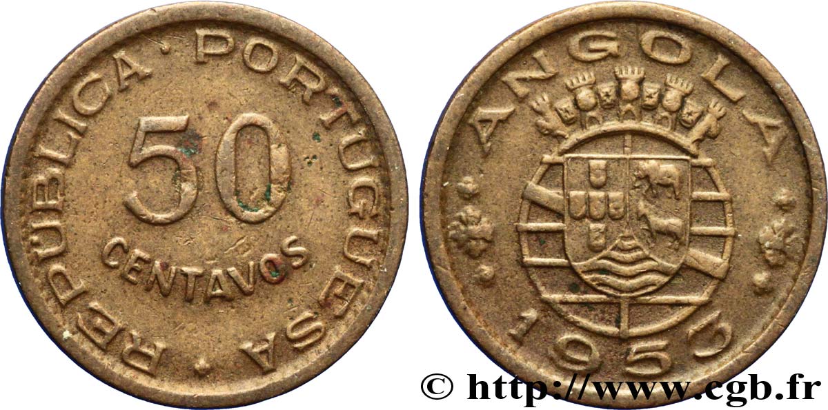 ANGOLA 50 Centavos monnayage colonial Portugais 1953  TTB 