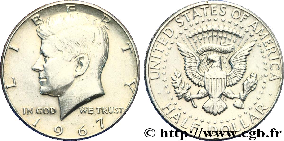 ÉTATS-UNIS D AMÉRIQUE 1/2 Dollar Kennedy 1967 Philadelphie TTB+ 