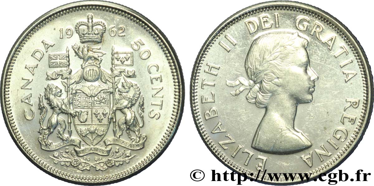 CANADA 50 Cents Elisabeth II / armes du 1962  SUP 