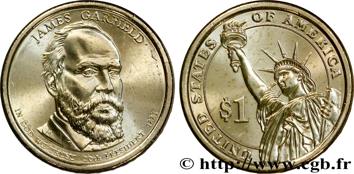 ÉTATS-UNIS D AMÉRIQUE 1 Dollar Présidentiel James Garfield / statue de la liberté type tranche B 2011 Denver SPL 