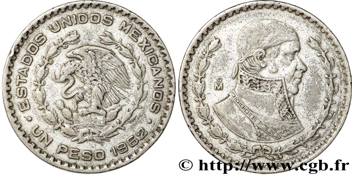MEXIQUE 1 Peso Jose Morelos y Pavon / aigle 1962 Mexico TTB 