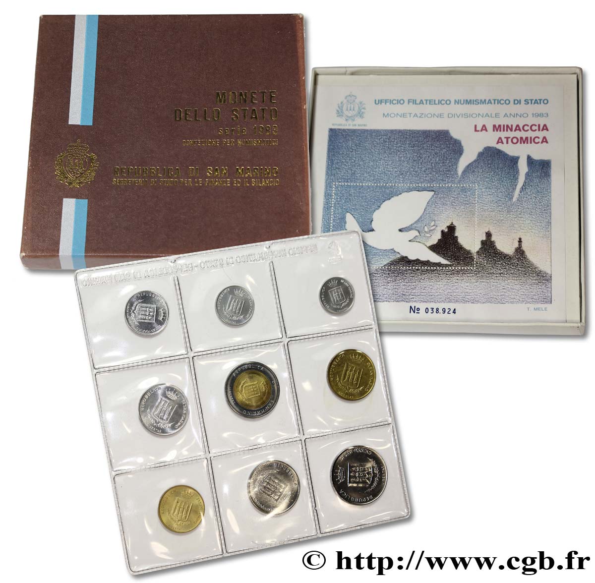 SAN MARINO Série FDC 9 Monnaies “la menace atomique” 1983 Rome MS 