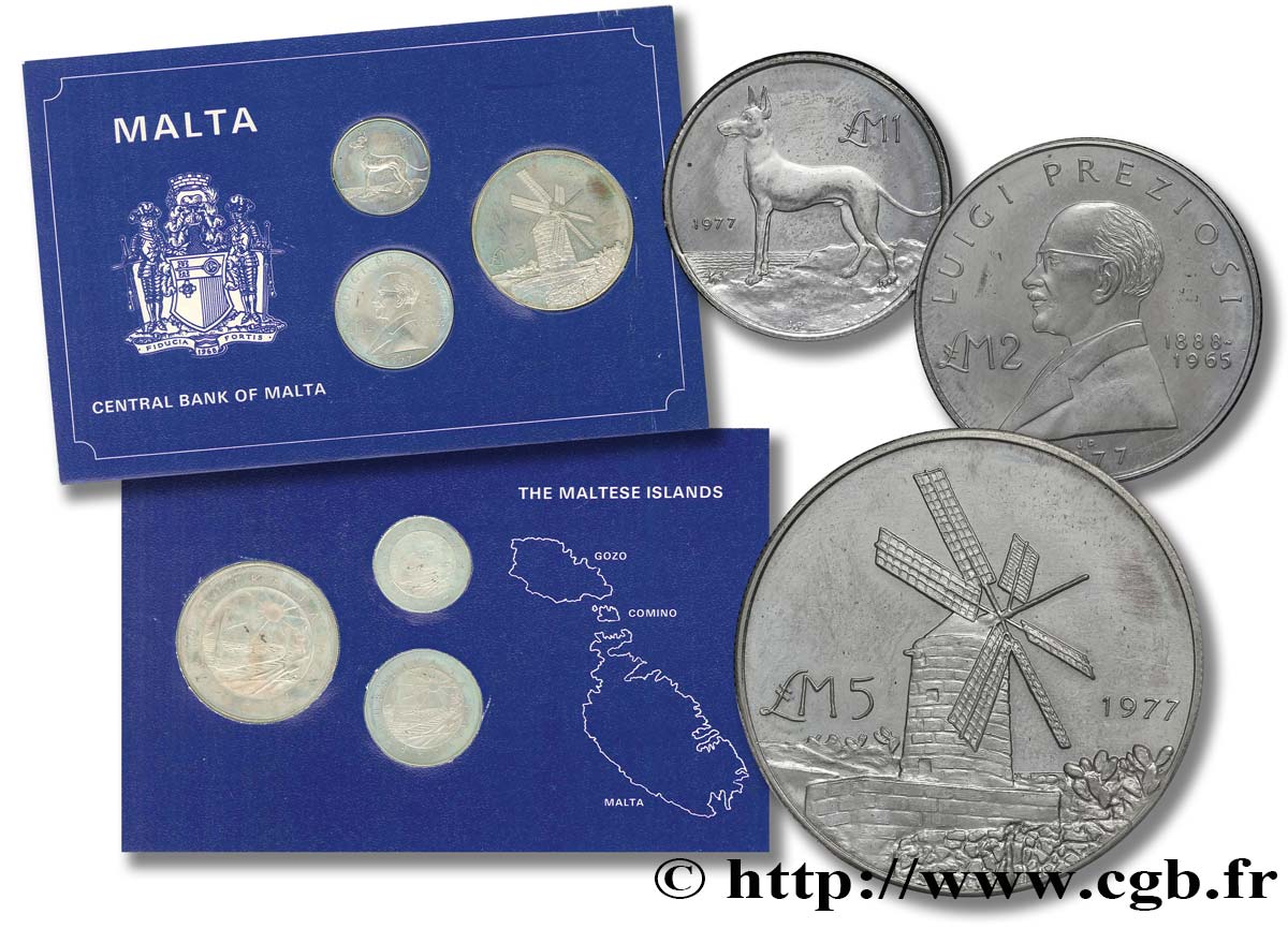 MALTE Série 3 Monnaies argent 1977  FDC 