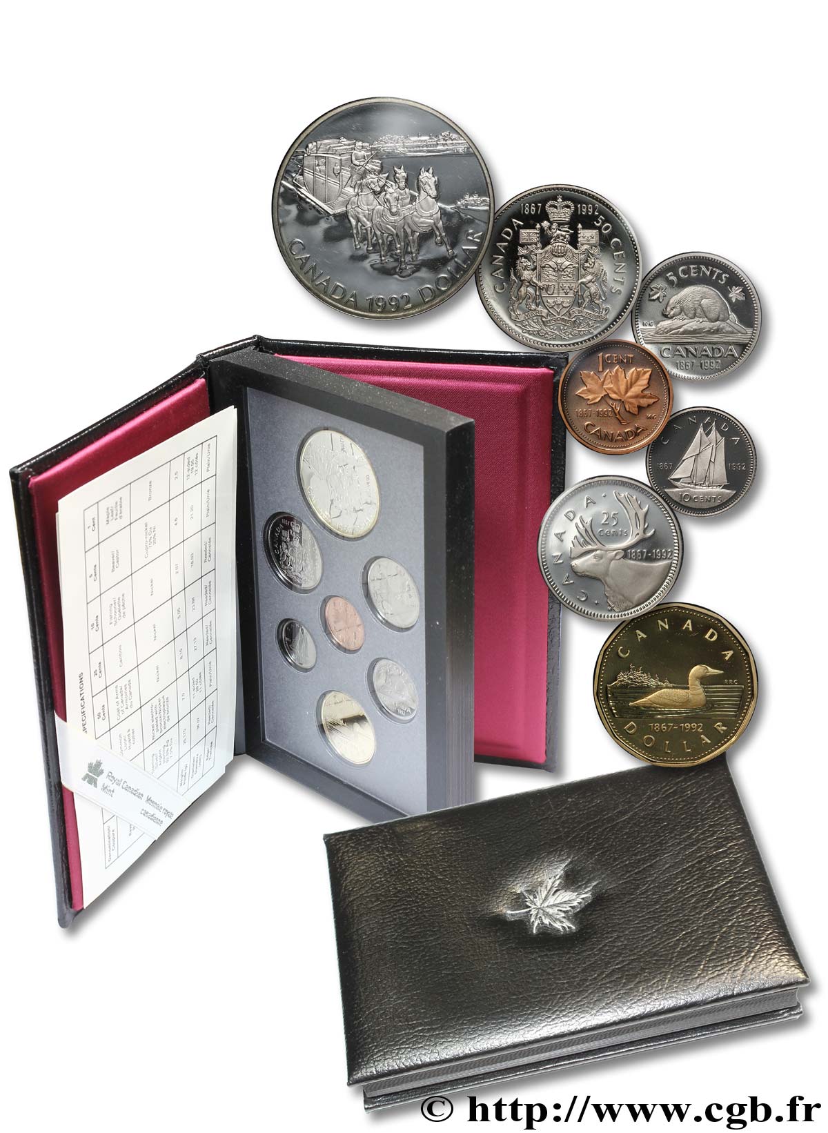 CANADA Série Proof 7 monnaies 125e anniversaire de la Confédération 1867-1992 1992  MS 