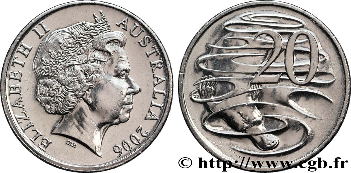 AUSTRALIE 20 Cents Elisabeth II / Ornithorynque 2006  SPL 