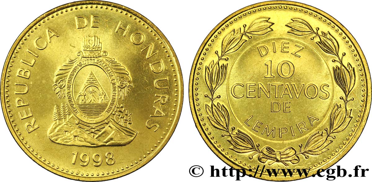 HONDURAS 10 Centavos emblème national 1998  SPL 