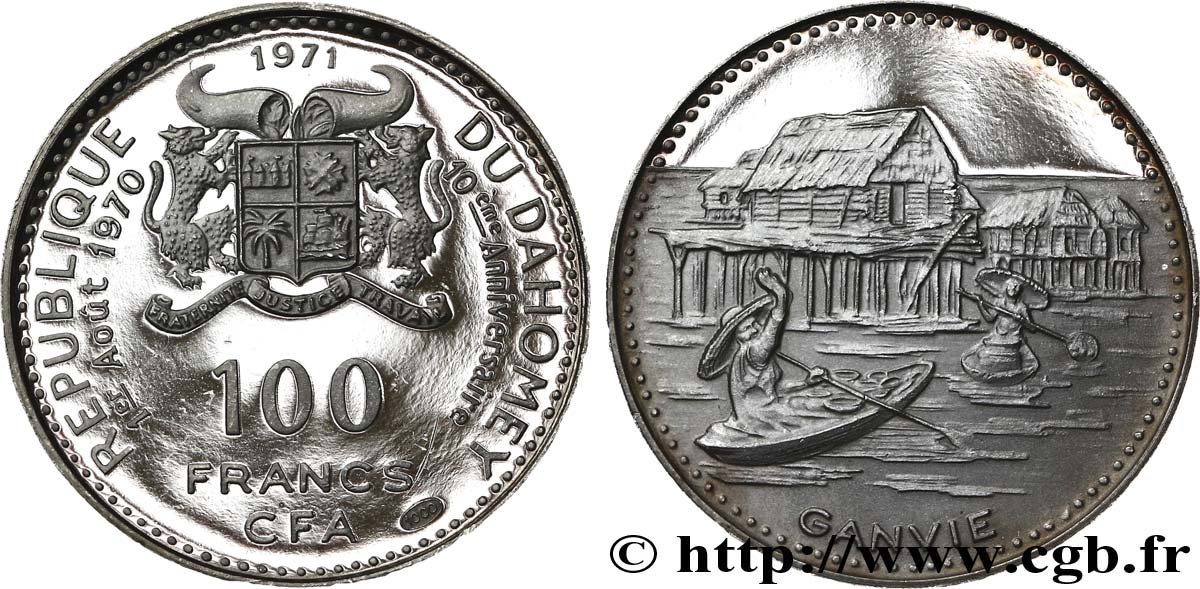 DAHOMEY 100 Francs CFA 10e anniversaire de l’indépendance 1971  SPL 