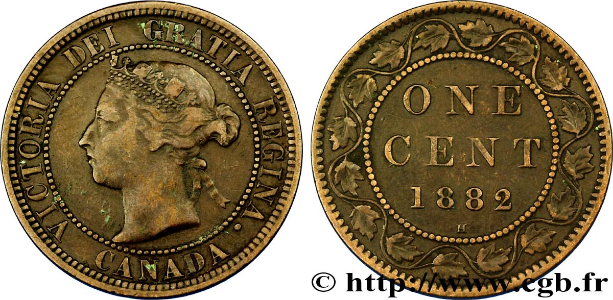 CANADA 1 Cent Victoria 1882 Heaton - H TTB 