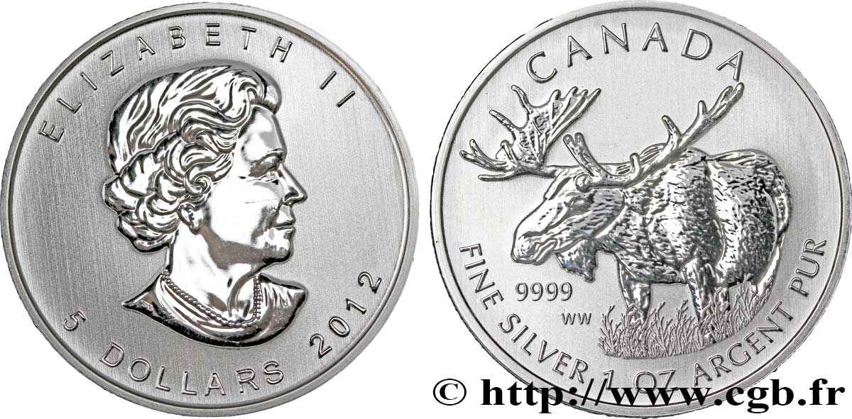 CANADA 5 Dollars (1 once) Proof Elisabeth II / Elan 2012  FDC 