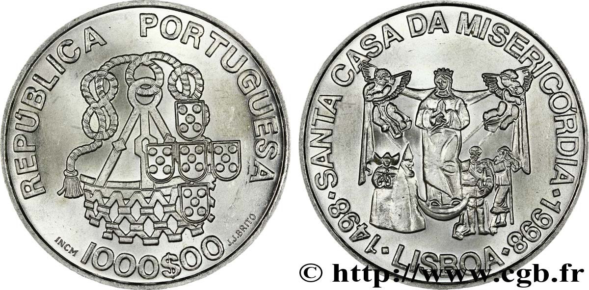 PORTUGAL 1000 Escudos 400e anniversaire de la Santa Casa da Misericórdia de Lisbonne 1998  fST 